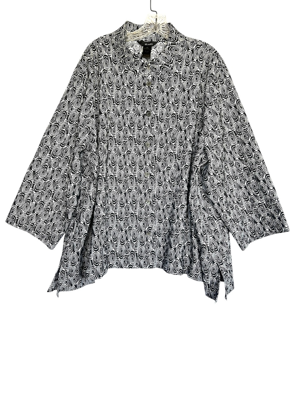 ALI MILES WOMANS TUNIC top BLACK WHITE LAGONLOOK BOHO relaxed plus size 3x